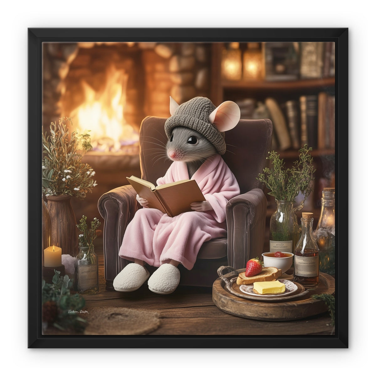 Mouse's Slippers Framed Canvas