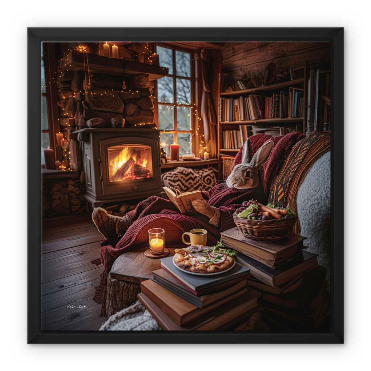 Rabbit's Storytelling Circle Framed Canvas