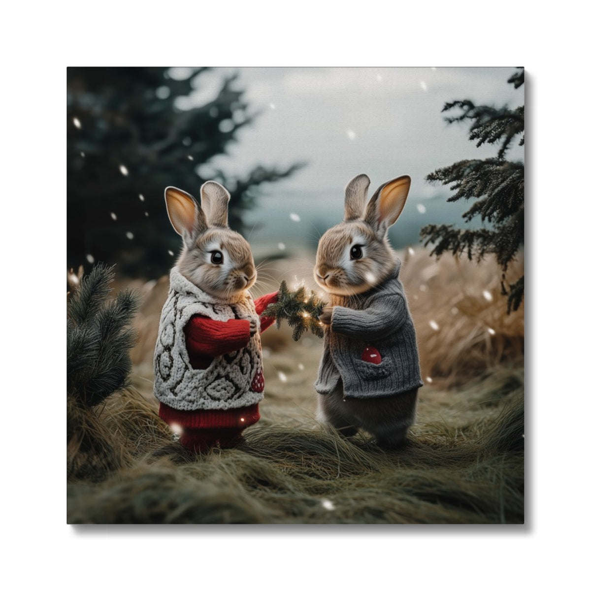 Christmas and Snow Friends Canvas