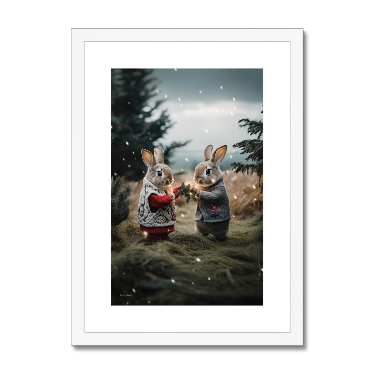 Christmas and Snow Friends Framed & Mounted Print