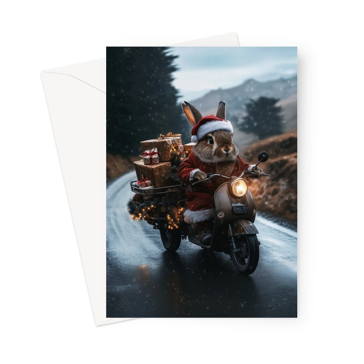 Motorbike and Bonnag Greeting Card