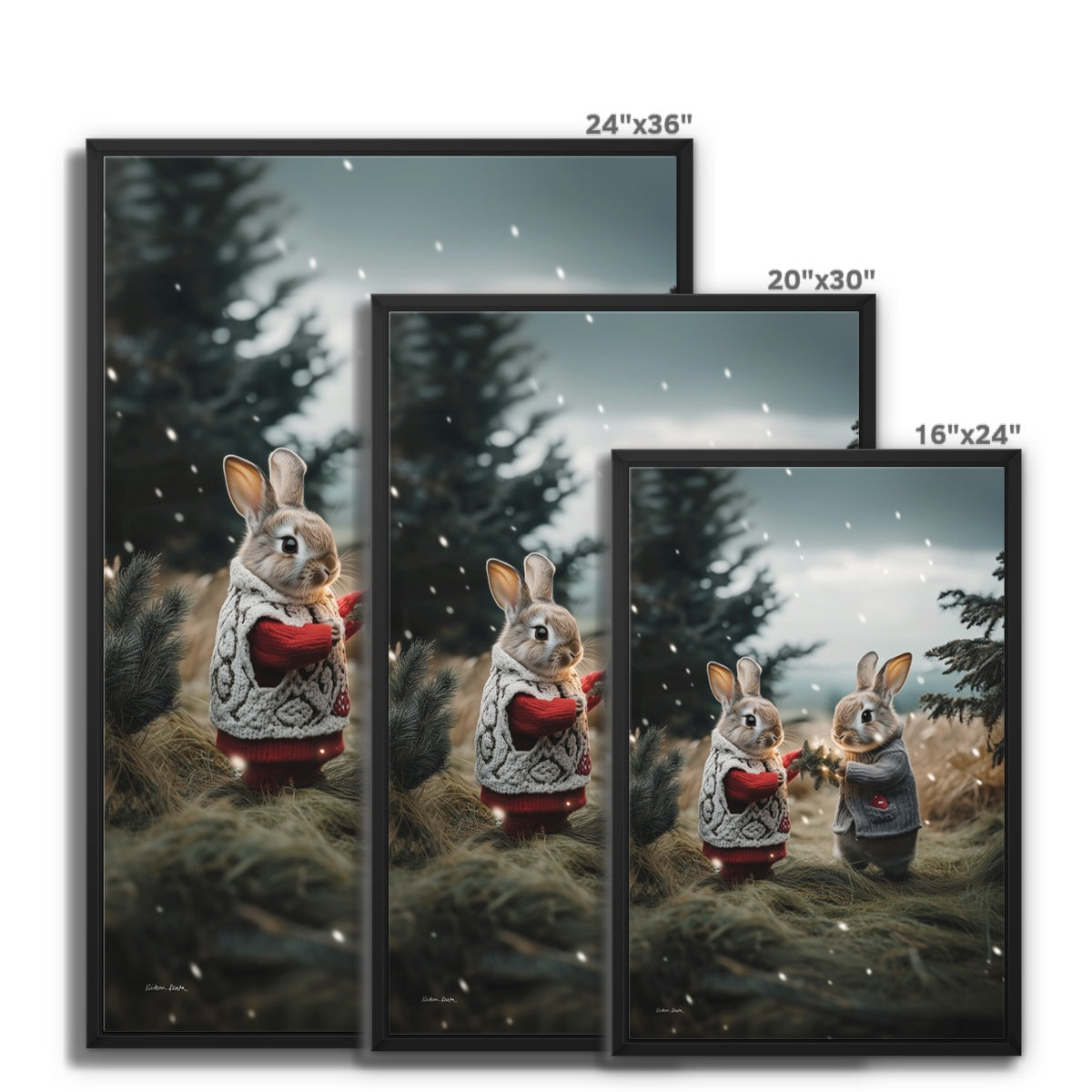 Christmas and Snow Friends Framed Canvas