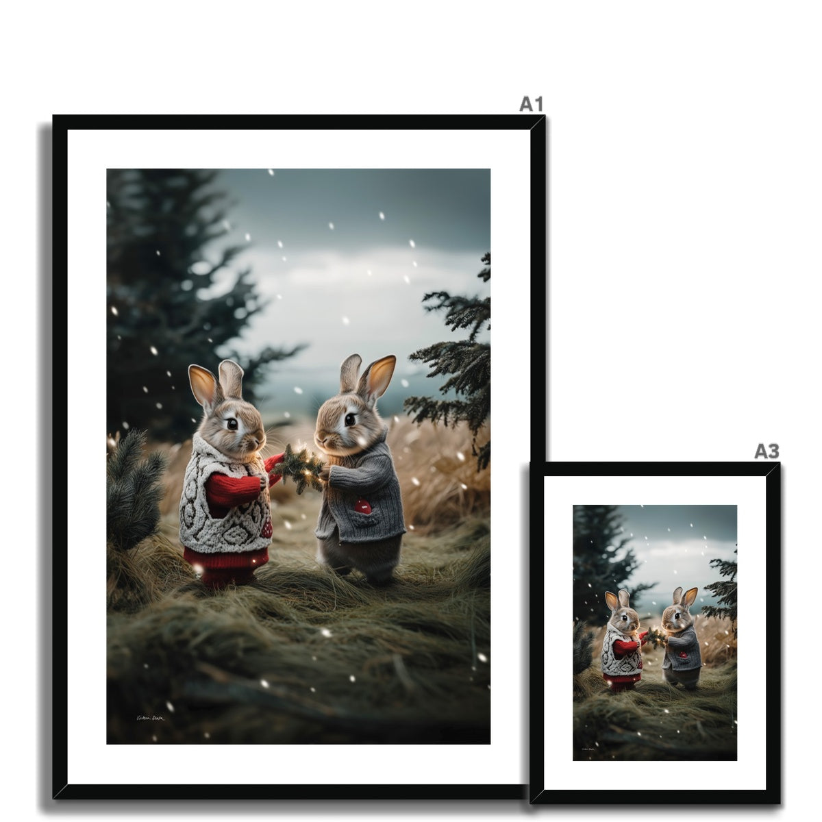 Christmas and Snow Friends Framed & Mounted Print