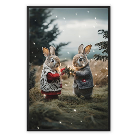 Christmas and Snow Friends Framed Canvas