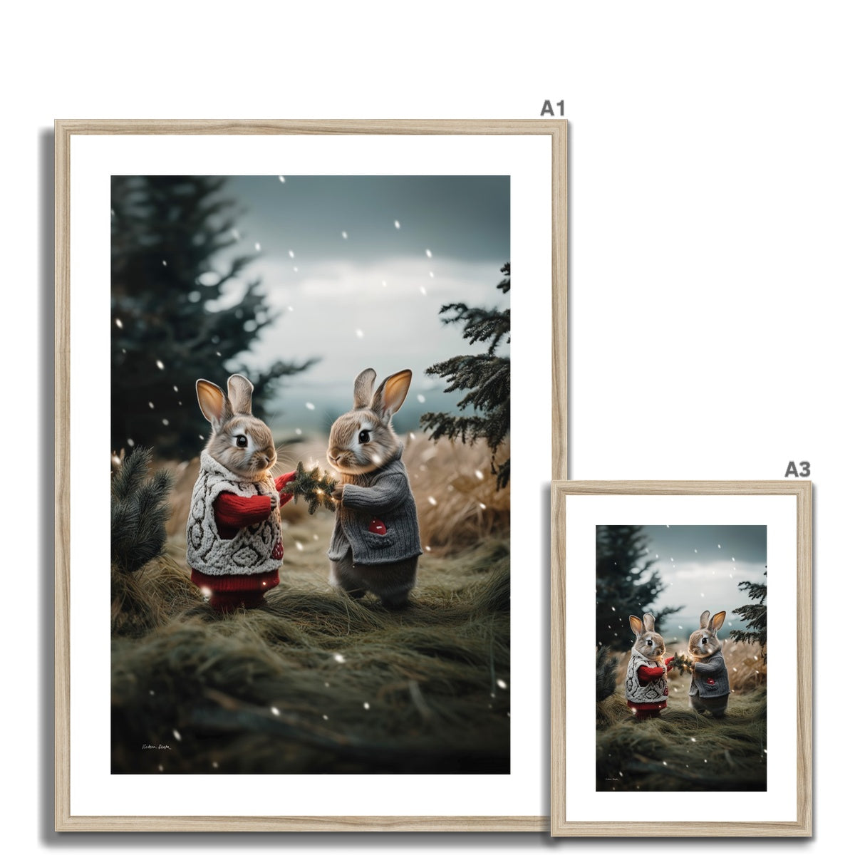 Christmas and Snow Friends Framed & Mounted Print