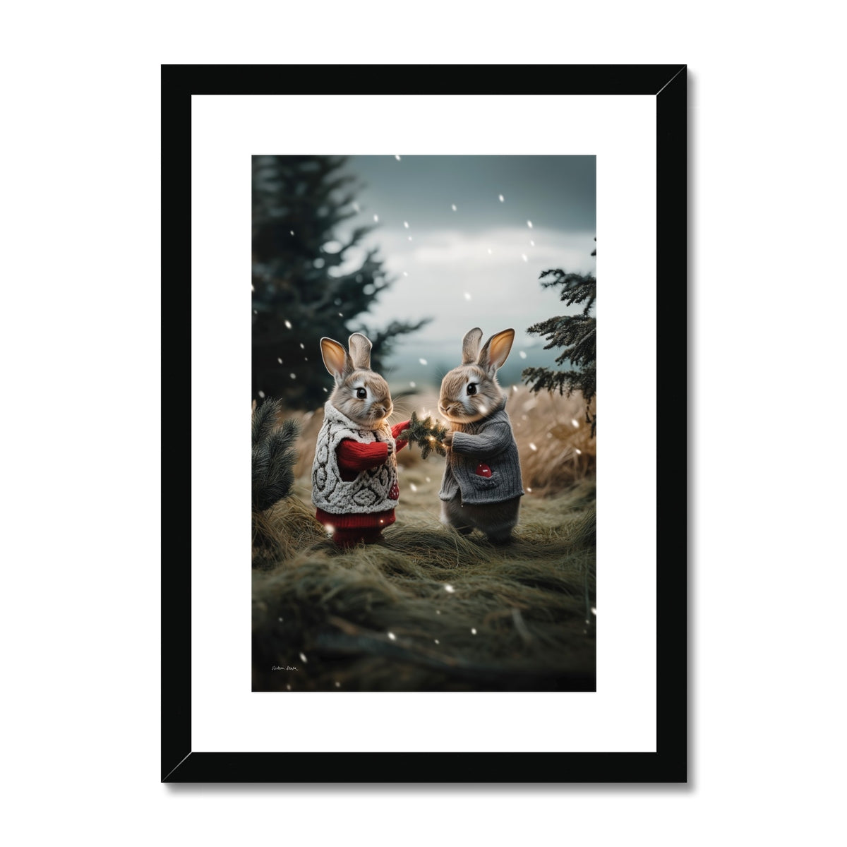 Christmas and Snow Friends Framed & Mounted Print