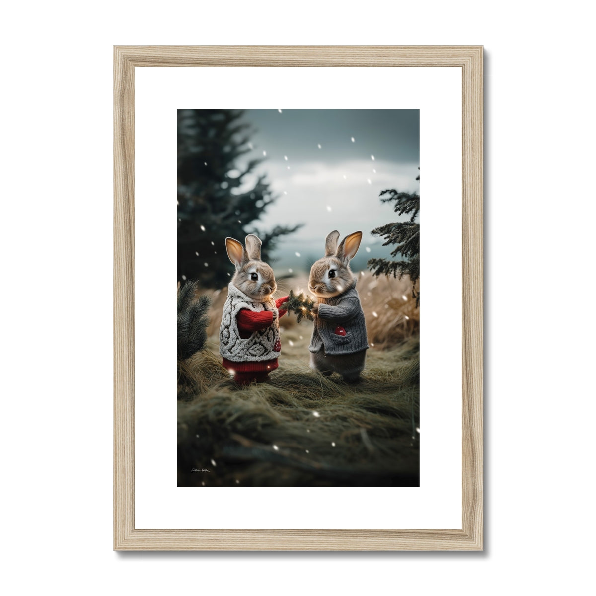 Christmas and Snow Friends Framed & Mounted Print