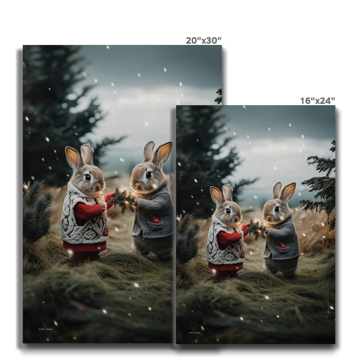 Christmas and Snow Friends Canvas