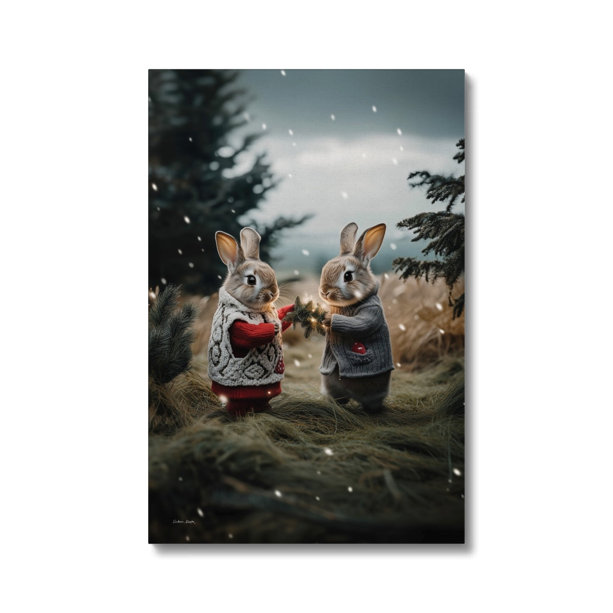 Christmas and Snow Friends Canvas