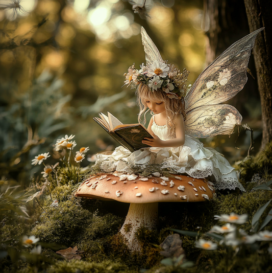 E-Greeting Elva’s Enchanted Tales: A Fairy's Quiet Reading in the Forest